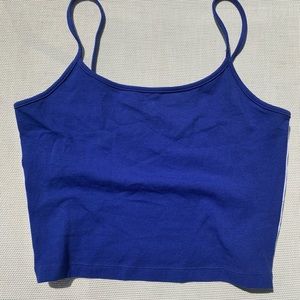 Forever 21 blue crop top with white lines on sides